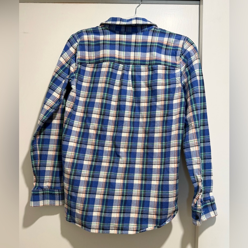 Madewell Classic Plaid Flannel Shirt | Blue Green White | Size M - Picture 10 of 11